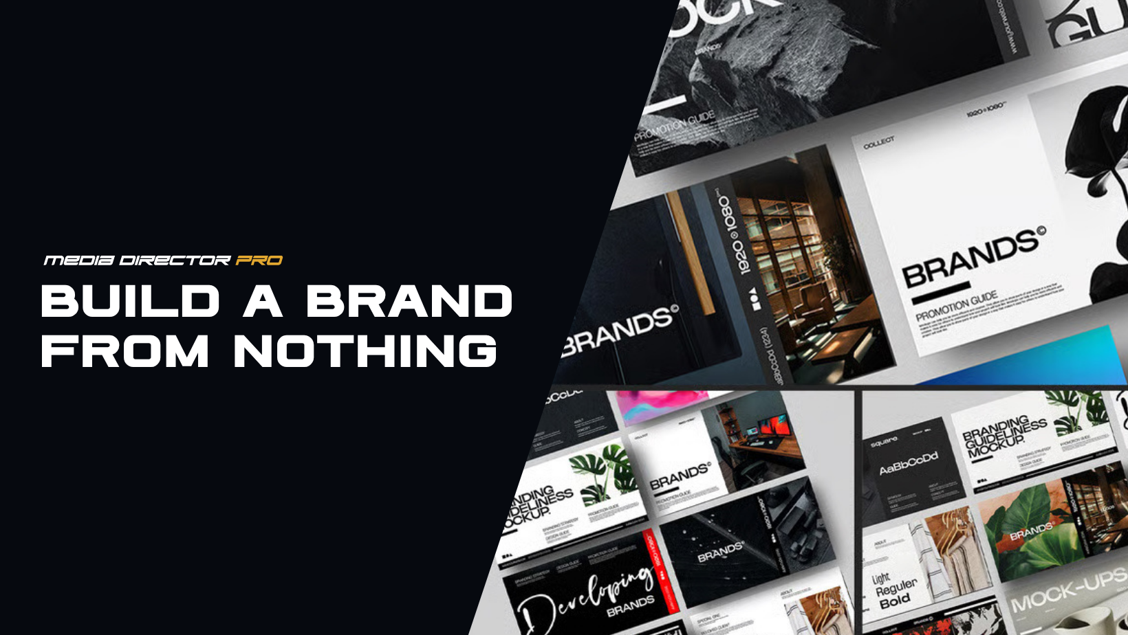 Build a Brand From Nothing course cover with branding guideline mockups